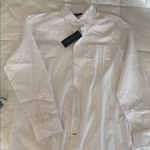 Boys white long sleeve button down shirt - size 16
